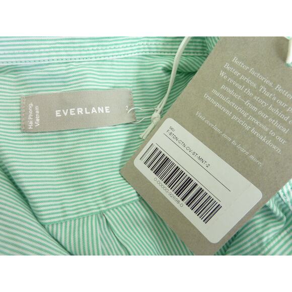 NWT Everlane Long Sleeve Button Down Cotton Mint Green Striped Shirt 2 - Picture 8 of 8